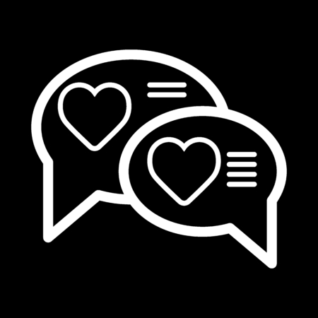 message line icon, outline vector sign, linear style pictogram isolated on black. Love chat symbol, logo illustration.のイラスト素材