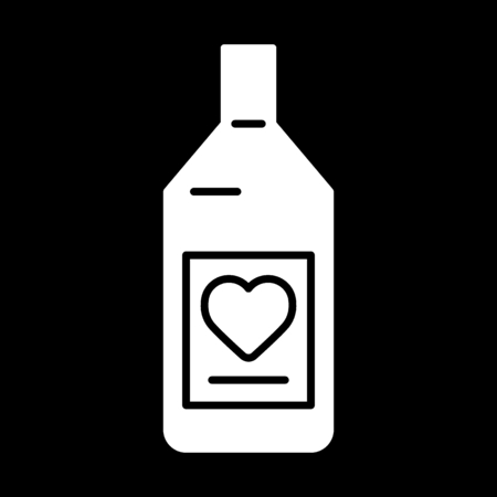 Wine bottle outline icon isolated on background with heart on bottle. Vector illustration.のイラスト素材