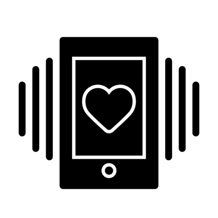 Media Player with illustration of heart for Happy Valentines Day celebration. Vector icon. Solid flat linear style.のイラスト素材