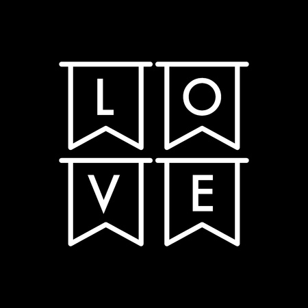 Simple Cute Valentine's Day Text Love on Black Background. Vector Word Love for Greeting Card or Valentines Day Party Decoration eps10のイラスト素材