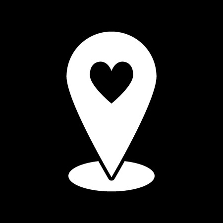 Heart location solid icon. Pin with heart vector illustration isolated on black. Map location with heart glyph style design, designed for web and app. Eps 10のイラスト素材