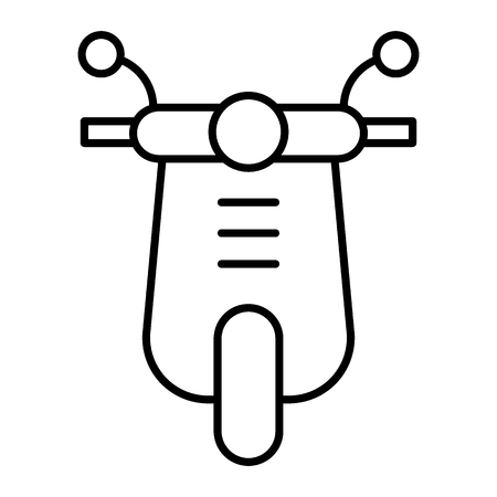 Scooter thin line icon. Moped illustration isolated on white. Motorbike outline style design, designed for web and app.のイラスト素材