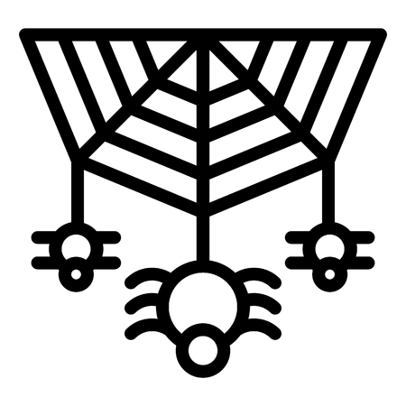 Spider on the web line icon. Cobweb with the spider vector illustration isolated on white. Arachnid outline style design, designed for web and app.のイラスト素材
