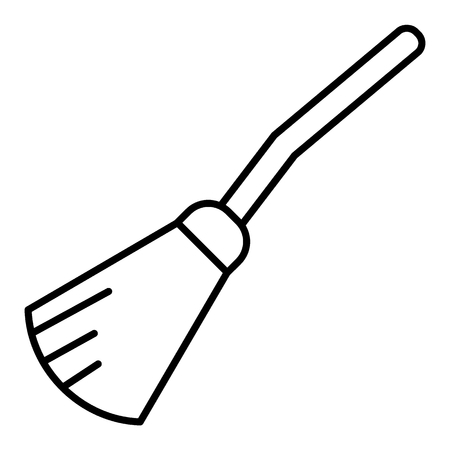 Witch broom thin line icon. Sweeping broom web vector illustration isolated on white. Besom outline style design, designed for web and app.のイラスト素材