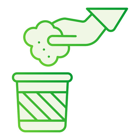 Throwing waste flat icon. Hand and trash gray icons in trendy flat style. Garbage and hand gradient style design, designed for web and app.のイラスト素材