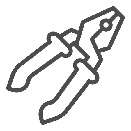 Pliers line icon. Repair vector illustration isolated on white. Tool outline style design, designed for web and app. Eps 10.のイラスト素材