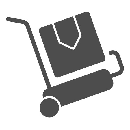 Packages delivery trolley solid icon. Cargo cart vector illustration isolated on white. Freight glyph style design, designed for web and appのイラスト素材
