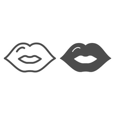 Lips line and glyph icon. Kiss vector illustration isolated on white. Mouth outline style design, designed for web and app.のイラスト素材