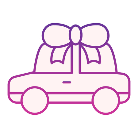 Auto with bow flat icon. Car gift purple icons in trendy flat style. Automobile prize gradient style design, designed for web and app.のイラスト素材