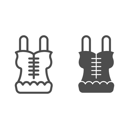 Corset line and glyph icon. Lingerie vector illustration isolated on white. Underwear outline style design, designed for web and app.のイラスト素材
