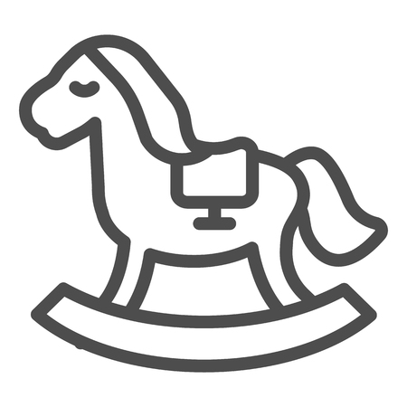 Horse toy line icon. Kids toy vector illustration isolated on white. Rocking pony outline style design, designed for web and app.のイラスト素材