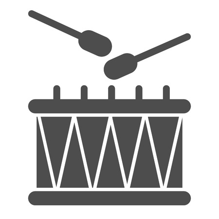 Drum and sticks solid icon. Music instrument vector illustration isolated on white. Rhythm glyph style design, designed for web and app.のイラスト素材