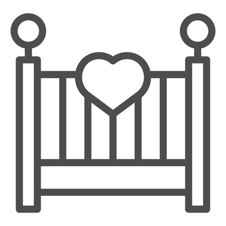 Baby cradle line icon. Kids bed vector illustration isolated on white. Sleep outline style design, designed for web and app.のイラスト素材