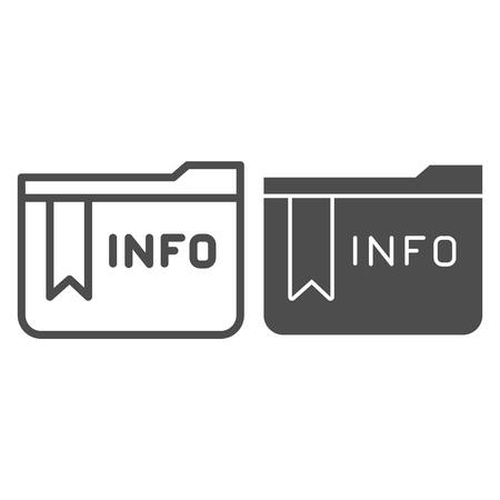 Folder with information line and glyph icon. Info folder vector illustration isolated on white. Computer folder outline style design, designed for web and app.のイラスト素材