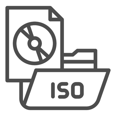 Folder with disk line icon. File folder vector illustration isolated on white. Computer folder outline style design, designed for web and app.のイラスト素材