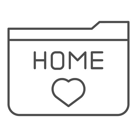Home folder thin line icon. Folder favorites vector illustration isolated on white. Folder with heart outline style design, designed for web and app.のイラスト素材