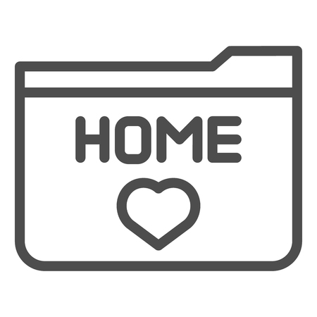 Home folder line icon. Folder favorites vector illustration isolated on white. Folder with heart outline style design, designed for web and app.のイラスト素材