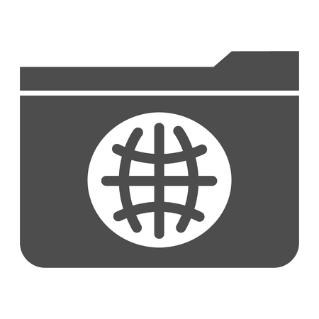 Folder with globe solid icon. Public folder vector illustration isolated on white. Computer folder glyph style design, designed for web and app.のイラスト素材