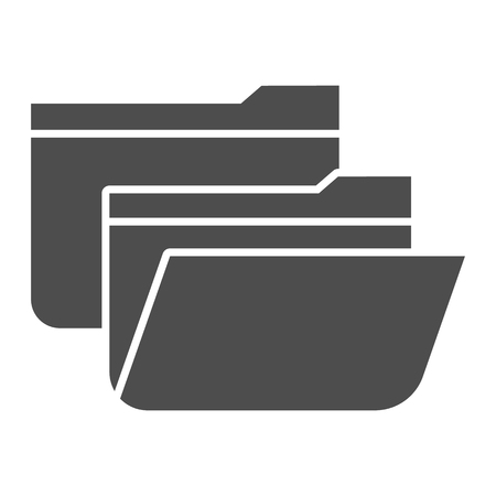 Folders solid icon. Two file folders vector illustration isolated on white. Computer folder glyph style design, designed for web and app.のイラスト素材