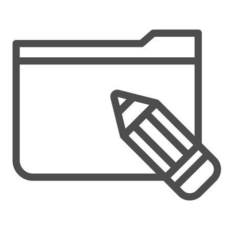 Folder with pencil line icon. Folder with sketches vector illustration isolated on white. Computer folder outline style design, designed for web and app.のイラスト素材