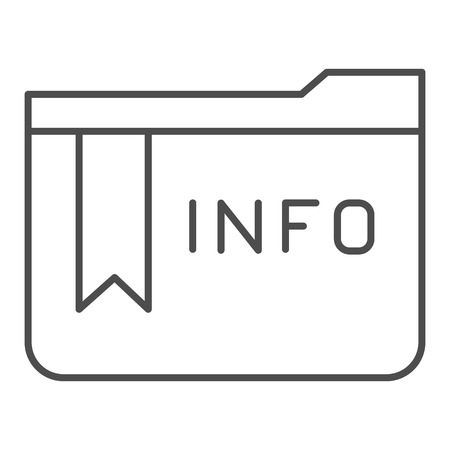 Folder with information thin line icon. Info folder vector illustration isolated on white. Computer folder outline style design, designed for web and app.のイラスト素材