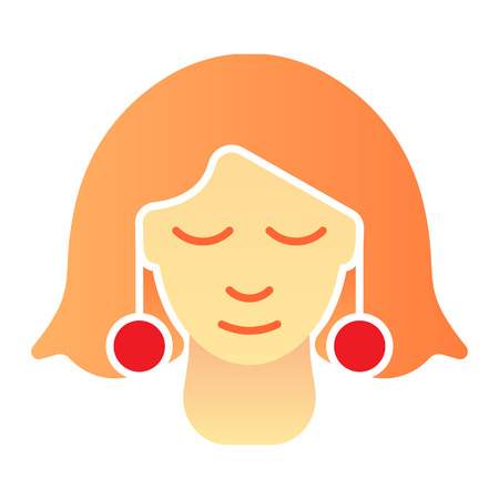 Girl with earrings flat icon. Woman with jewelry color icons in trendy flat style. Girls face gradient style design, designed for web and app.のイラスト素材