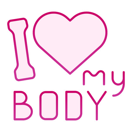 I love my body flat icon. Body positive pink icons in trendy flat style. Lettering gradient style design, designed for web and app.のイラスト素材