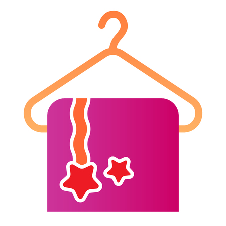 Hanger with towel flat icon. Bathroom staff color icons in trendy flat style. Towel on hanger gradient style design, designed for web and app.のイラスト素材
