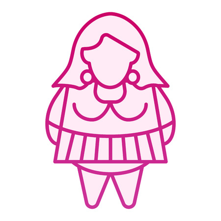 Woman plus size flat icon. Fat girl pink icons in trendy flat style. Body positive gradient style design, designed for web and app.のイラスト素材