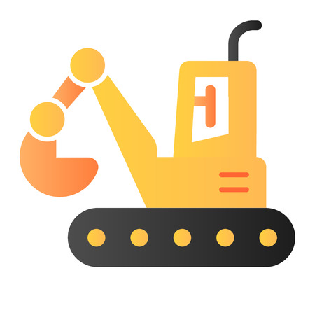 Bucket excavator flat icon. Construction color icons in trendy flat style. Digger gradient style design, designed for web and app.のイラスト素材
