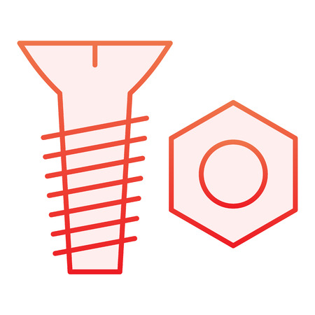 Bolt and nut flat icon. Screw and nut red icons in trendy flat style. Construction gradient style design, designed for web and app.のイラスト素材