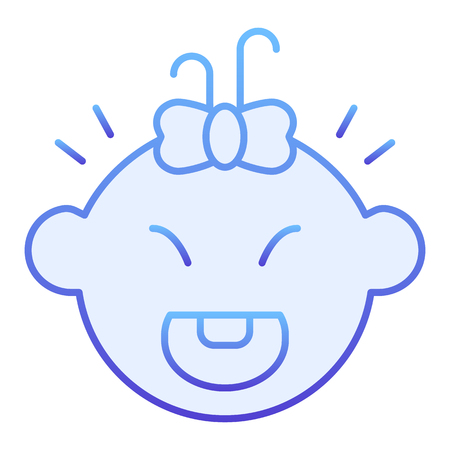Baby girl laughing flat icon. Smiling girl blue icons in trendy flat style. Happy child gradient style design, designed for web and app.のイラスト素材