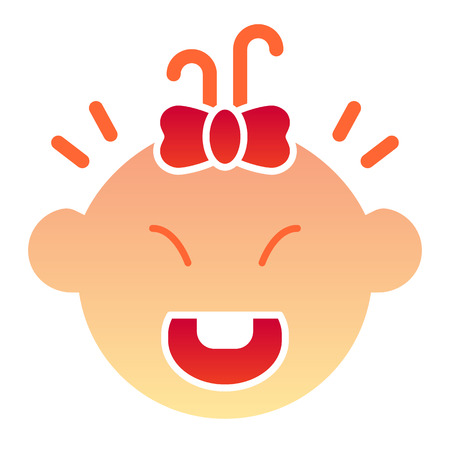 Baby girl laughing flat icon. Smiling girl color icons in trendy flat style. Happy child gradient style design, designed for web and app.のイラスト素材