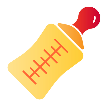 Baby bottle flat icon. Bottle with pacifier color icons in trendy flat style. Child drink gradient style design, designed for web and app.のイラスト素材