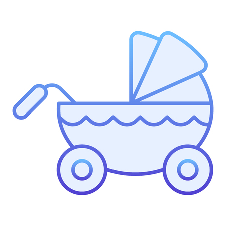 Pram flat icon. Stroller blue icons in trendy flat style. Kid carriage gradient style design, designed for web and app.のイラスト素材