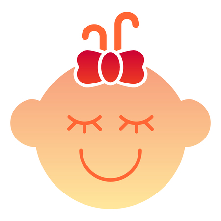 Baby girl flat icon. Kids face color icons in trendy flat style. Child girl gradient style design, designed for web and app.のイラスト素材