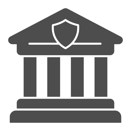 Courthouse solid icon. Greek architecture vector illustration isolated on white. Bank glyph style design, designed for web and app. Eps 10.のイラスト素材