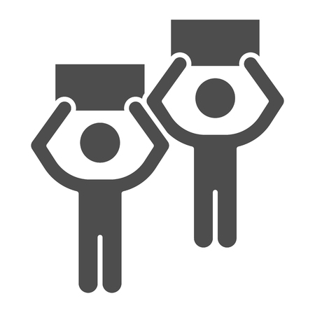 Protesters solid icon. Strike vector illustration isolated on white. People with banners glyph style design, designed for web and app. Eps 10.のイラスト素材