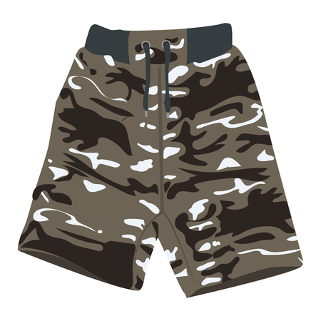 Khaki shorts vector icon on a white background. Camping clothes illustration isolated on white. Sport wear realistic style design, designed for web and app. Eps 10.のイラスト素材