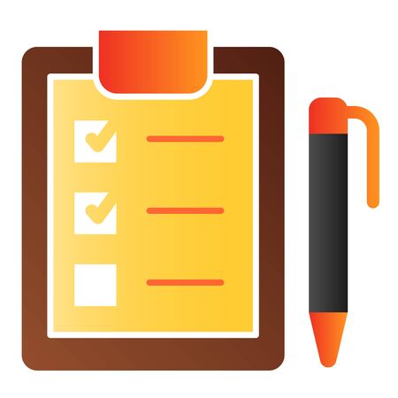Clipboard with pen flat icon. Checkboard color icons in trendy flat style. List gradient style design, designed for web and app. Eps 10.のイラスト素材
