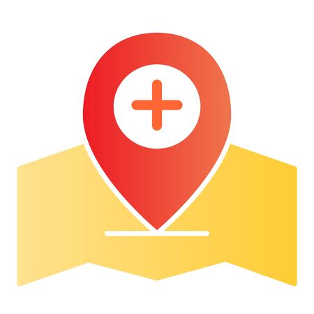 Add location pin flat icon. Gps pin color icons in trendy flat style. Map pointer and plus gradient style design, designed for web and app. Eps 10.のイラスト素材