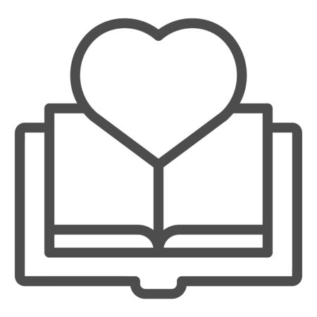 Book with heart line icon. Favorite book vector illustration isolated on white. Love reading outline style design, designed for web and app. Eps 10.のイラスト素材