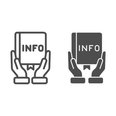 Book with infornation line and glyph icon. Info book vector illustration isolated on white. Textbook outline style design, designed for web and app. Eps 10.のイラスト素材