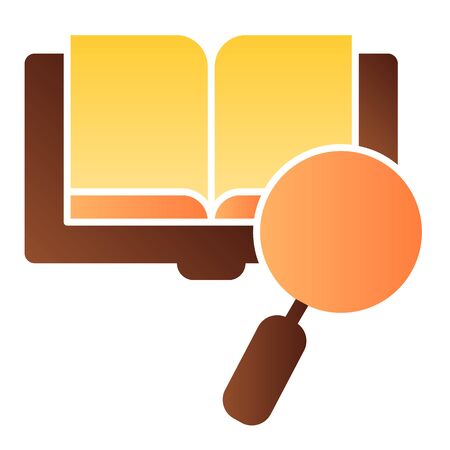 Book search flat icon. Digital book color icons in trendy flat style. Book and magnifier gradient style design, designed for web and app. Eps 10.のイラスト素材
