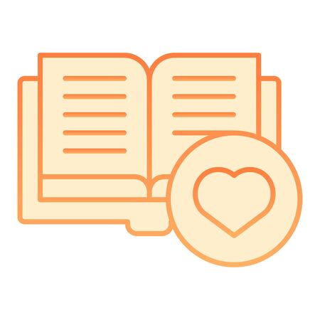 Favorite book flat icon. Heart with book orange icons in trendy flat style. Read gradient style design, designed for web and app. Eps 10.のイラスト素材