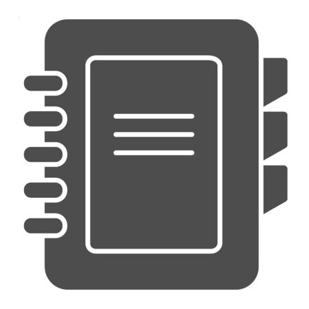 Address book solid icon. Phone book vector illustration isolated on white. Notepad glyph style design, designed for web and app. Eps 10.のイラスト素材
