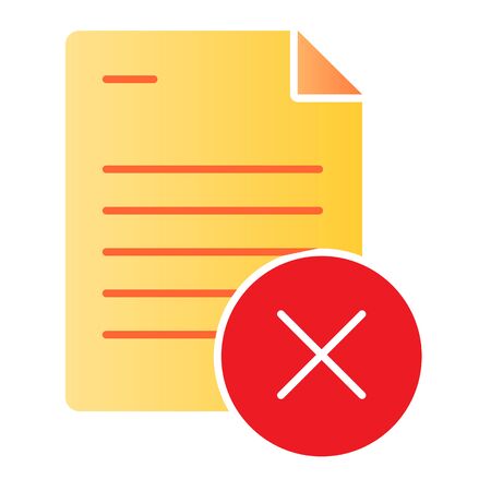 Document ban flat icon. Paper failure color icons in trendy flat style. List with cross gradient style design, designed for web and app. Eps 10.のイラスト素材