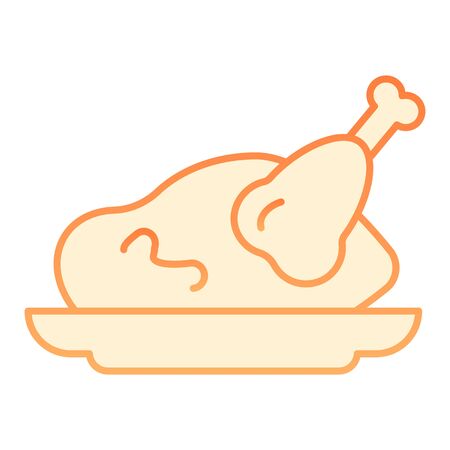 Roast chicken flat icon. Roasted turkey orange icons in trendy flat style. Grilled meat gradient style design, designed for web and app.のイラスト素材