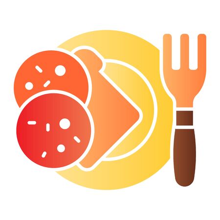 Sandwich on a plate flat icon. Dinner color icons in trendy flat style. Bread with sausage gradient style design, designed for web and app. Eps 10.のイラスト素材
