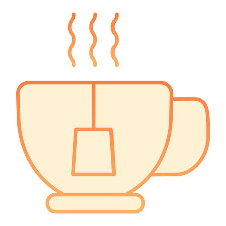 Hot tea flat icon. Cup with teabag orange icons in trendy flat style. Mug gradient style design, designed for web and app. Eps 10.のイラスト素材